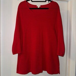 J.JILL Red long sweater size XL knit long sleeve 3/4 sleeve